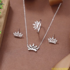 طقم مجوهرات زفاف من الفضة عيار 925 مرصع بالزركون