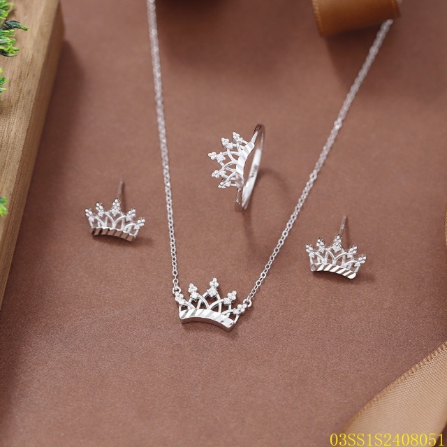 طقم مجوهرات زفاف من الفضة عيار 925 مرصع بالزركون