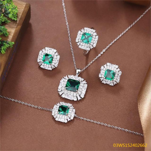 طقم مجوهرات صيفي من الفضة 925 مرصع بالزركونيا المكعبة