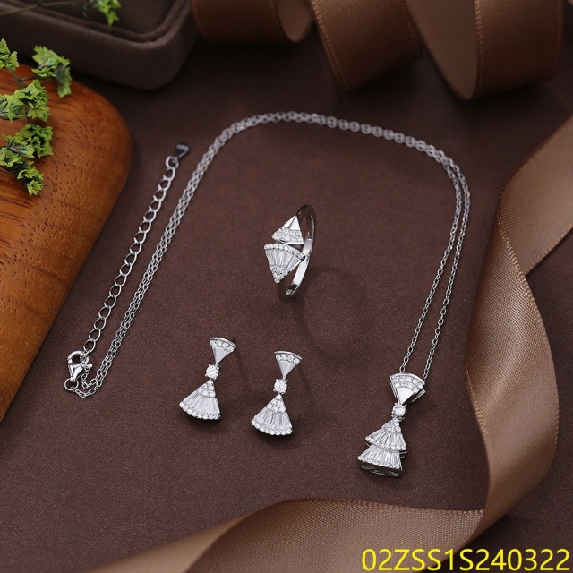 925 Sterling Silver Wedding Bridal Zircon Jewelry Set