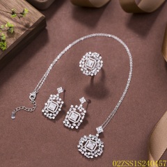 طقم مجوهرات زفاف من الفضة عيار 925 مرصع بالزركون