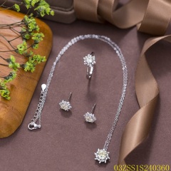 طقم مجوهرات زفاف من الفضة عيار 925 مرصع بالزركون