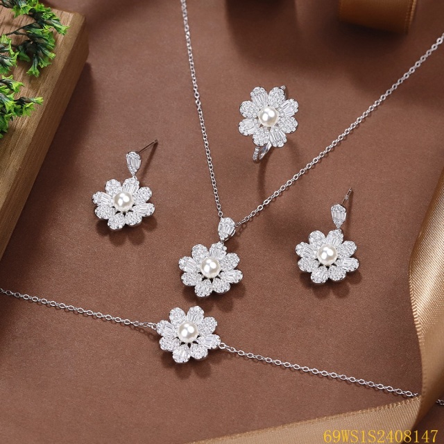 Summer Party 925 Sterling Silver Pearl Jewelry Set