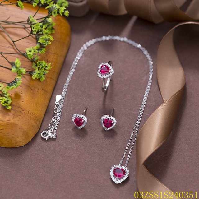 طقم مجوهرات زفاف من الفضة عيار 925 مرصع بالزركون