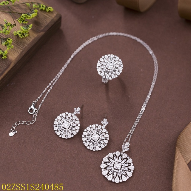 925 Sterling Silver Wedding Bridal Zircon Jewelry Set