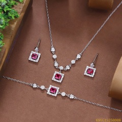 طقم مجوهرات زفاف من الفضة عيار 925 مرصع بالزركون