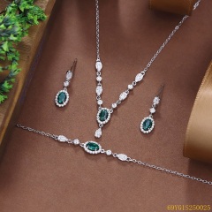 طقم مجوهرات زفاف من الفضة عيار 925 مرصع بالزركون