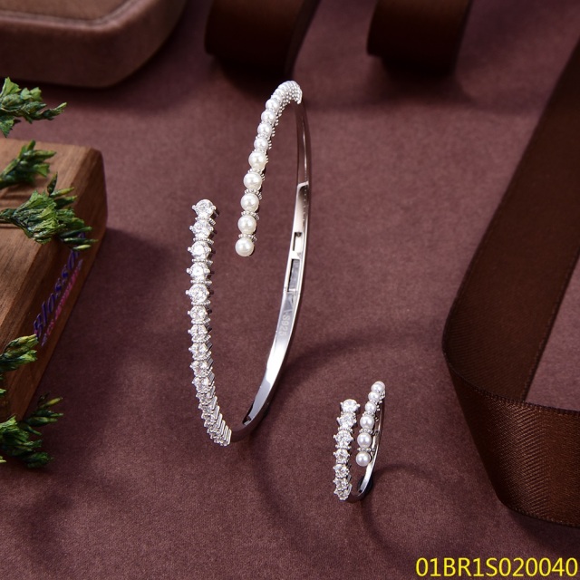 طقم سوار وخاتم فضي