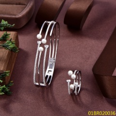 طقم سوار وخاتم فضي