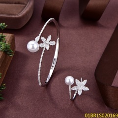 طقم سوار وخاتم فضي