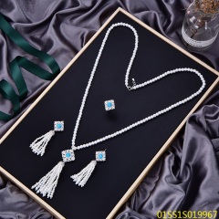 مجموعة مجوهرات قلادة طويلة