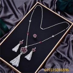 مجموعة مجوهرات قلادة طويلة