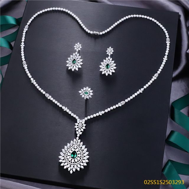 925 Sterling Silver Zircon Necklace Set