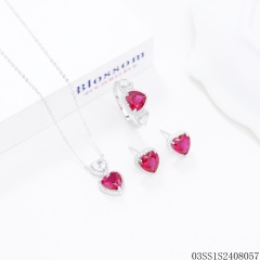 طقم قلادة من الفضة الإسترليني عيار 925 مرصعة بالزركون