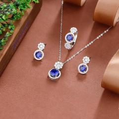 925 Sterling Silver Zircon Necklace Set