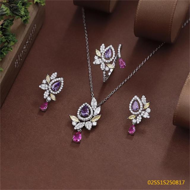 925 Sterling Silver Zircon Necklace Set