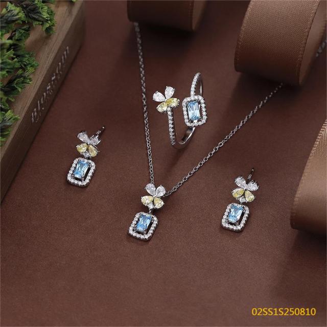 925 Sterling Silver Zircon Necklace Set