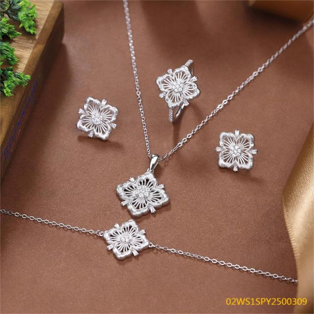 925 Sterling Silver Zircon Necklace Set