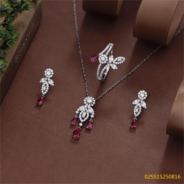 925 Sterling Silver Zircon Necklace Set