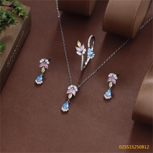 925 Sterling Silver Zircon Necklace Set