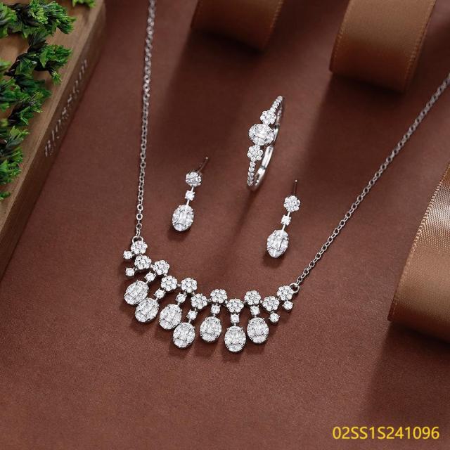 925 Sterling Silver Zircon Necklace Set