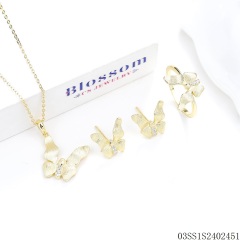 طقم قلادة من الفضة الإسترليني عيار 925 مطلية بالذهب ومرصعة بالزركون