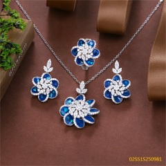 طقم قلادة من الفضة الإسترليني عيار 925 مطلية بالمينا