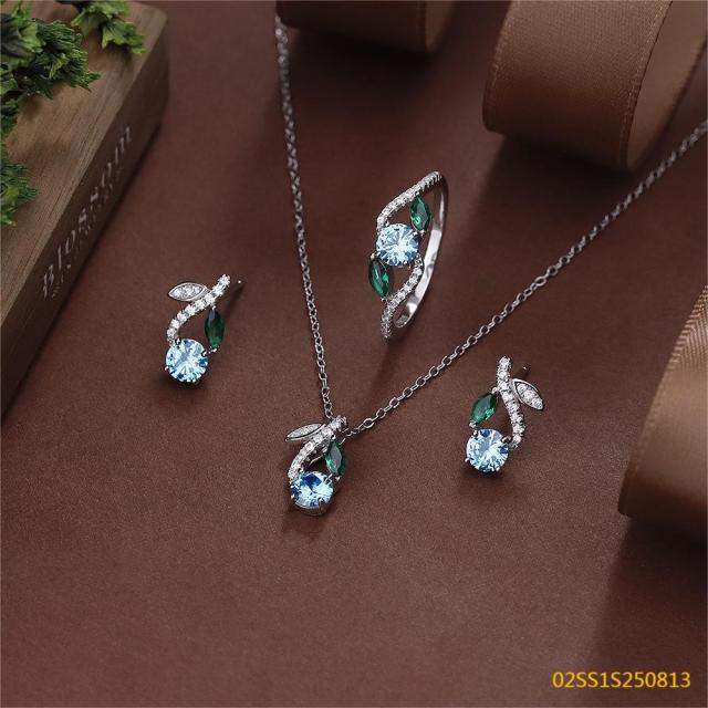 925 Sterling Silver Zircon Necklace Set