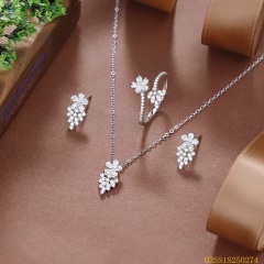 طقم قلادة من الفضة الإسترليني عيار 925 مرصعة بالزركون