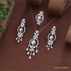 طقم عقد من الفضة الإسترليني عيار 925 مع اللؤلؤ