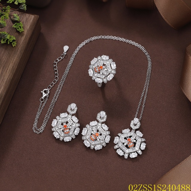 925 Sterling Silver Zircon Necklace Set