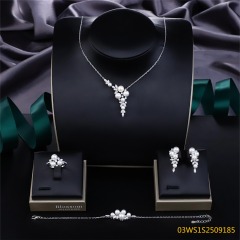 طقم مجوهرات من الفضة الإسترليني عيار 925 مع اللؤلؤ