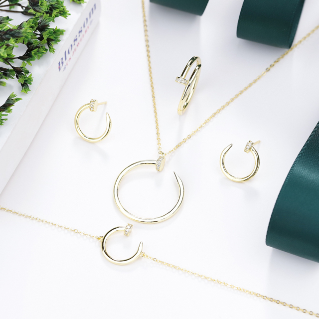 925 Sterling Silver Gold Plated Jewelry Set