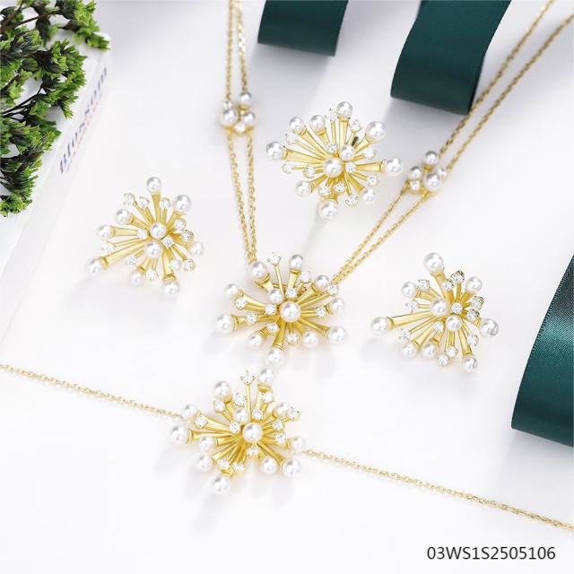 925 Sterling Silver Zircon Evening Jewelry Set