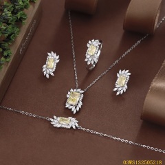 925 Sterling Silver Zircon Evening Jewelry Set