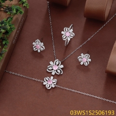 925 Sterling Silver Zircon Evening Jewelry Set