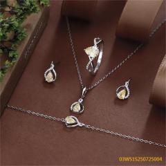 طقم مجوهرات مسائية من الفضة عيار 925 مرصع بالزركون