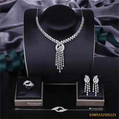 925 Sterling Silver Zircon Evening Jewelry Set