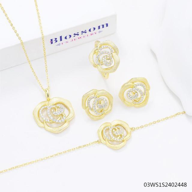 925 Sterling Silver Gold Plated Jewelry Set