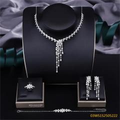 925 Sterling Silver Zircon Evening Jewelry Set