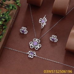 925 Sterling Silver Zircon Evening Jewelry Set