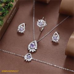 925 Sterling Silver Zircon Evening Jewelry Set