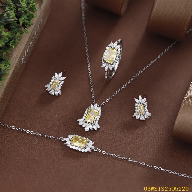 925 Sterling Silver Zircon Evening Jewelry Set