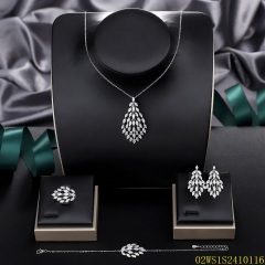 925 Sterling Silver Zircon Evening Jewelry Set