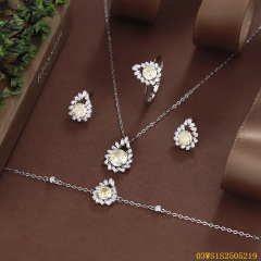 925 Sterling Silver Zircon Evening Jewelry Set