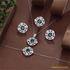 طقم مجوهرات مسائية من الفضة عيار 925 مرصع بالزركون