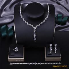 طقم مجوهرات زفاف عصري من الزركون