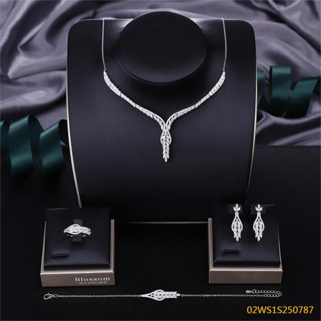 Modern 925 silver wedding jewelry set