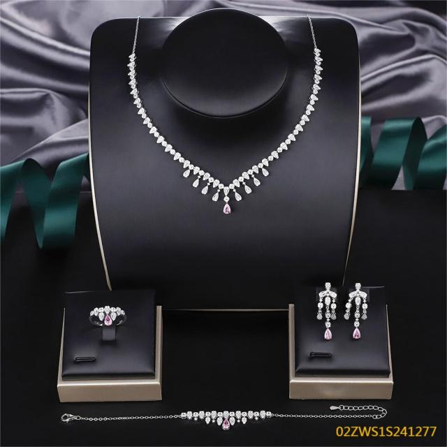 طقم مجوهرات زفاف عصري من الزركون