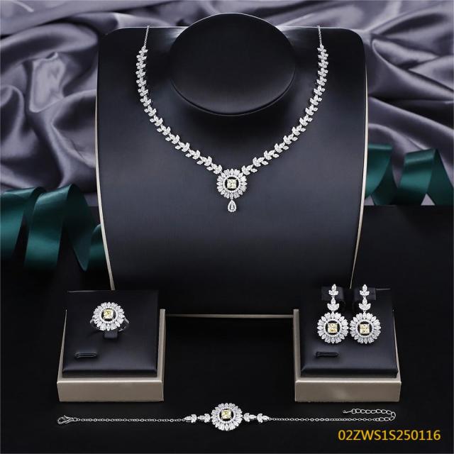 طقم مجوهرات زفاف عصري من الزركون